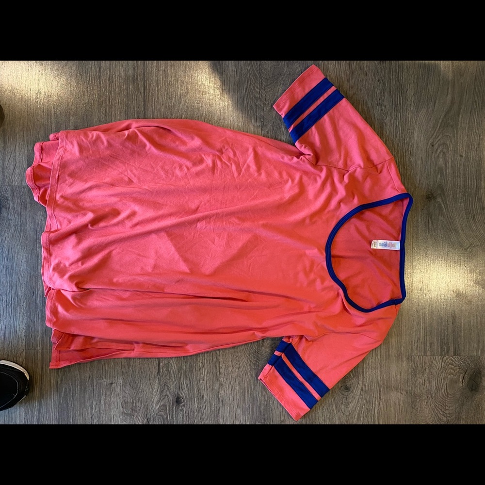 Lularoe pink and navy shirt